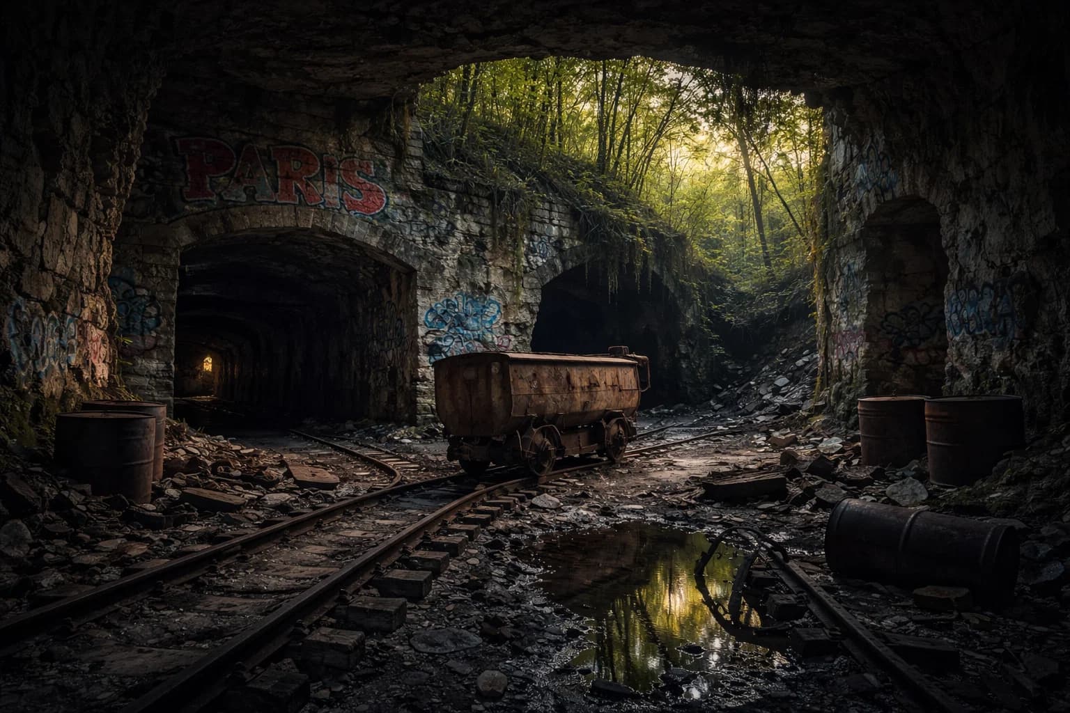 Château abandonné dans la brume