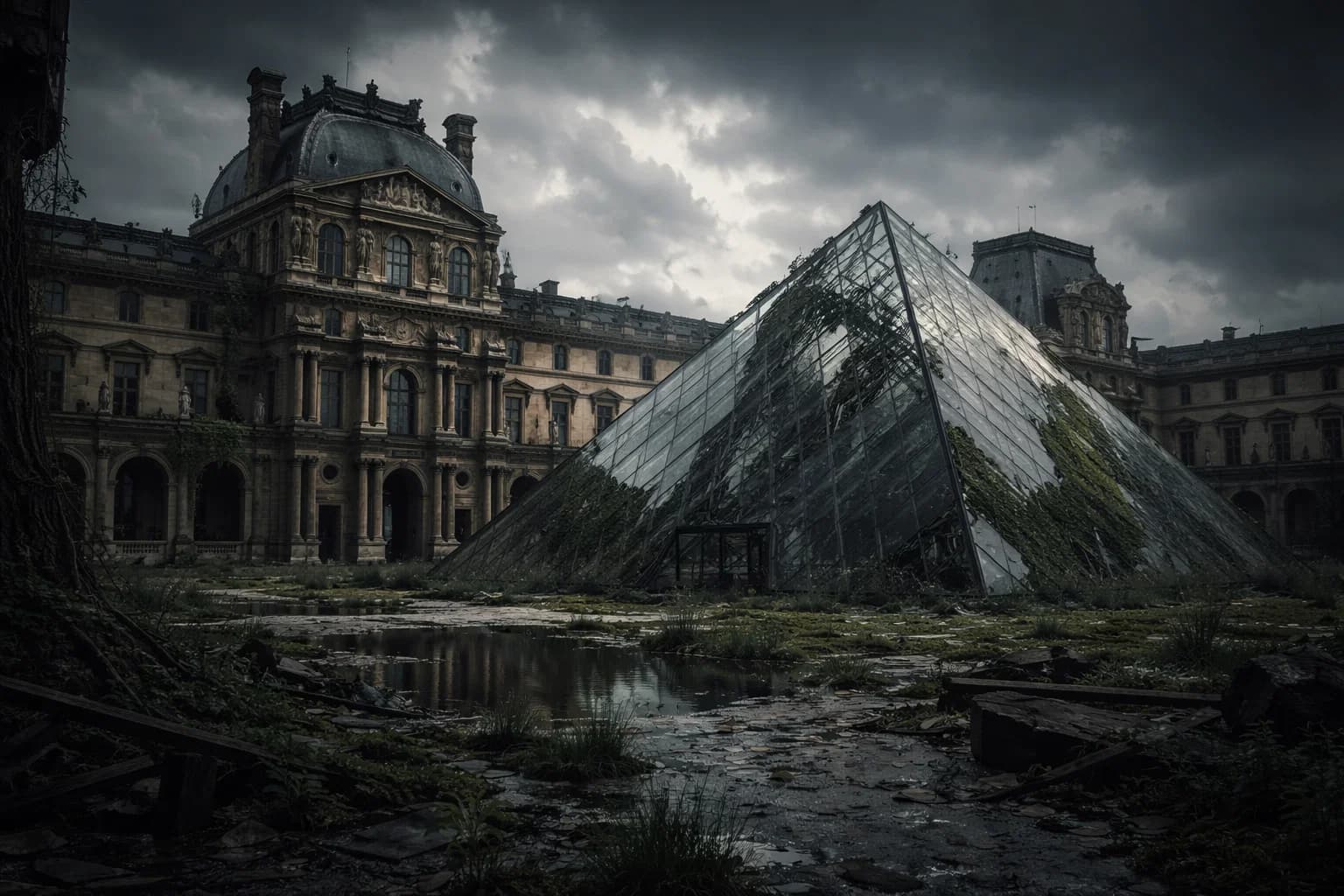 Château abandonné dans la brume
